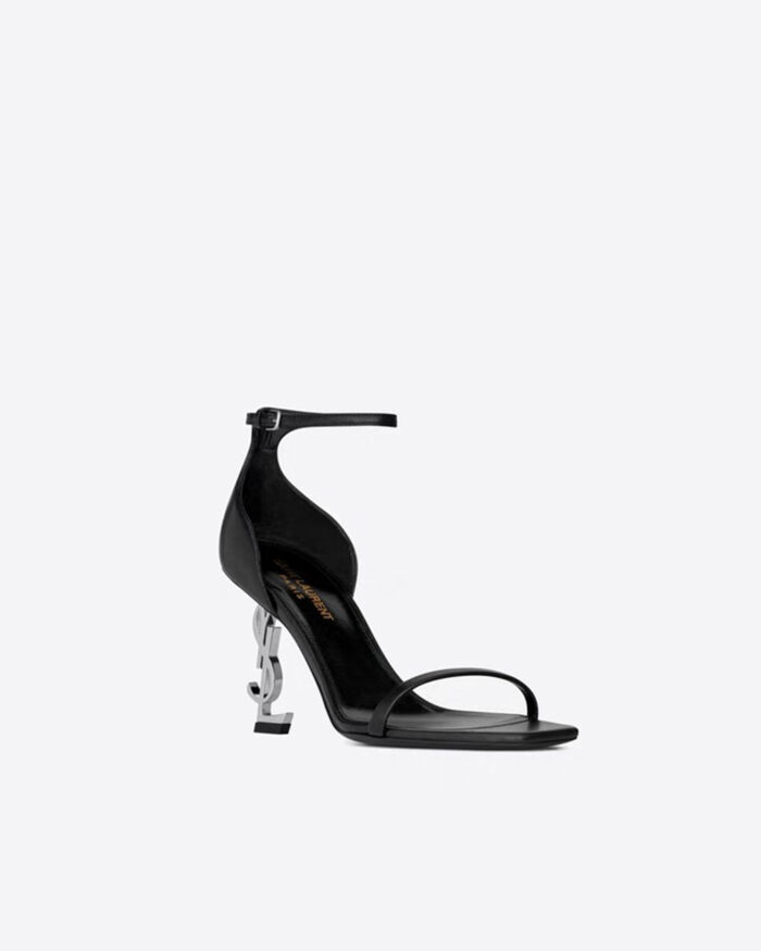 Saint Laurent Calfskin Structured Heel Sandals with YSL Metal Logo11