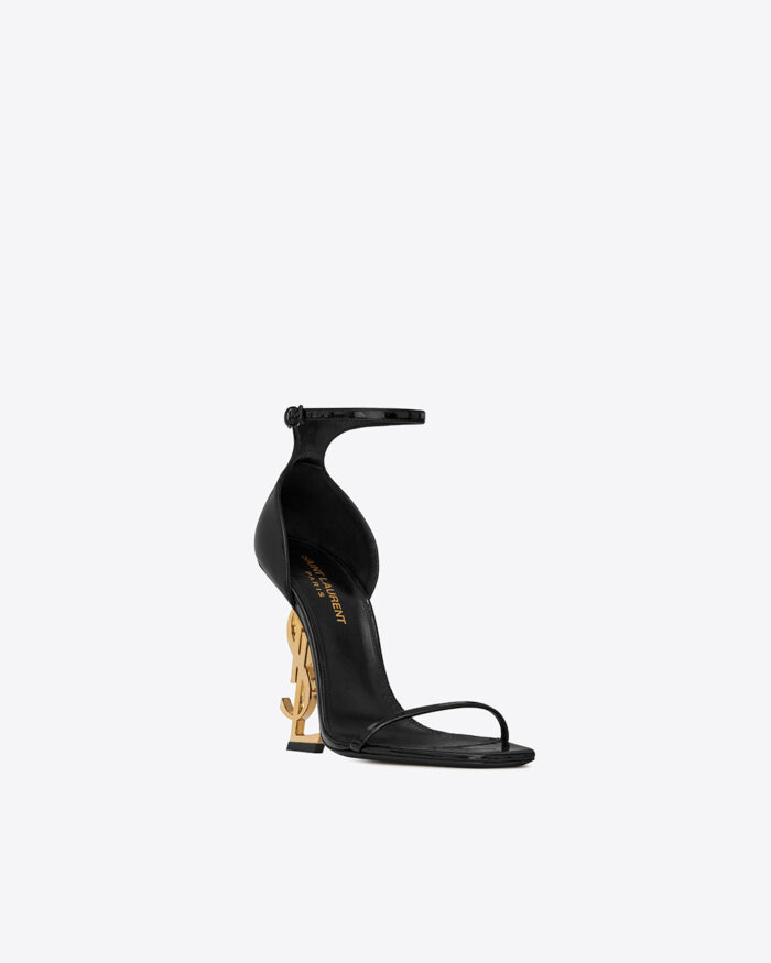 Saint Laurent Calfskin Structured Heel Sandals with YSL Metal Logo2