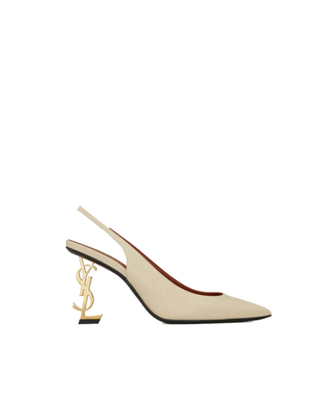 Saint Laurent Gold Metal Heel Slingback Pumps with Pointed Toe