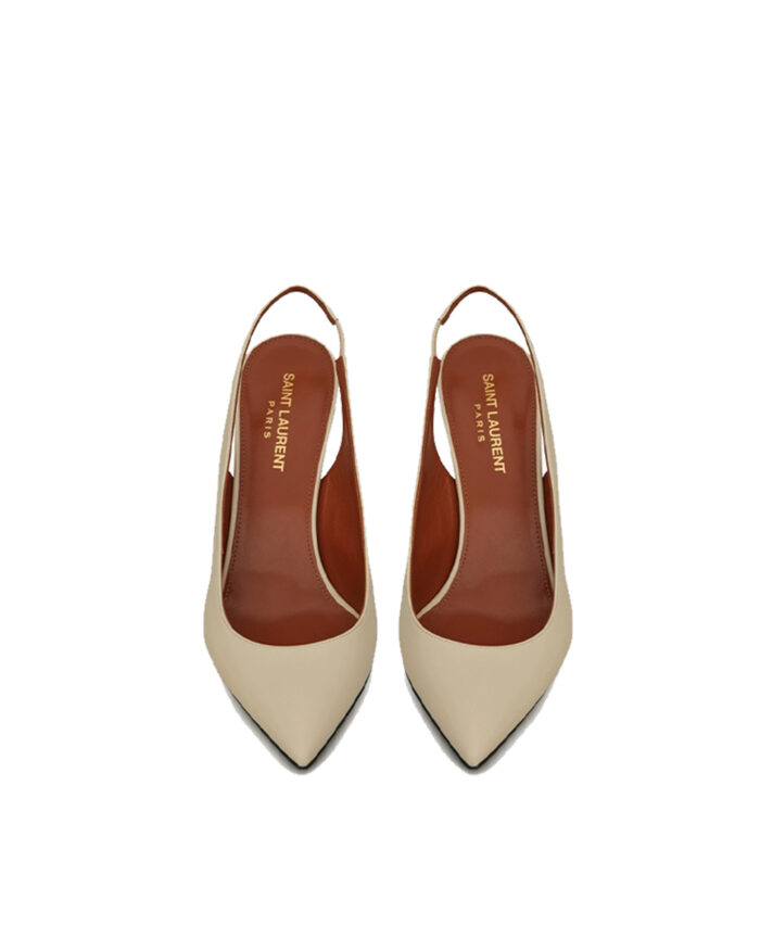 Saint Laurent Gold Metal Heel Slingback Pumps with Pointed Toe1