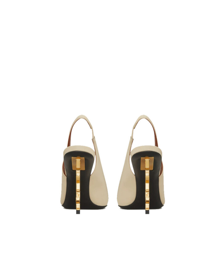 Saint Laurent Gold Metal Heel Slingback Pumps with Pointed Toe2