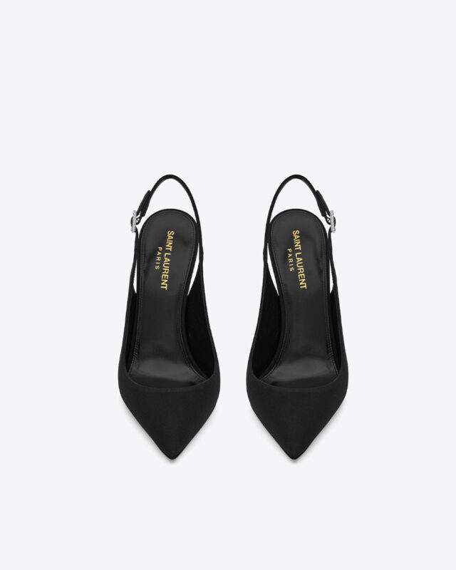 Saint Laurent crystal buckle slingback pumps1