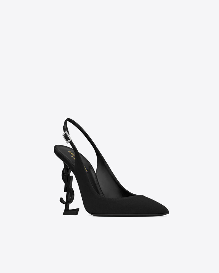 Saint Laurent crystal buckle slingback pumps3