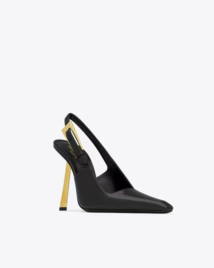 Saint Laurent square pointed toe slingback pumps1