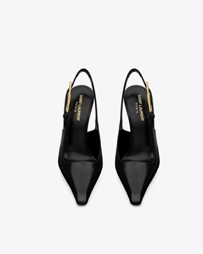 Saint Laurent square pointed toe slingback pumps3