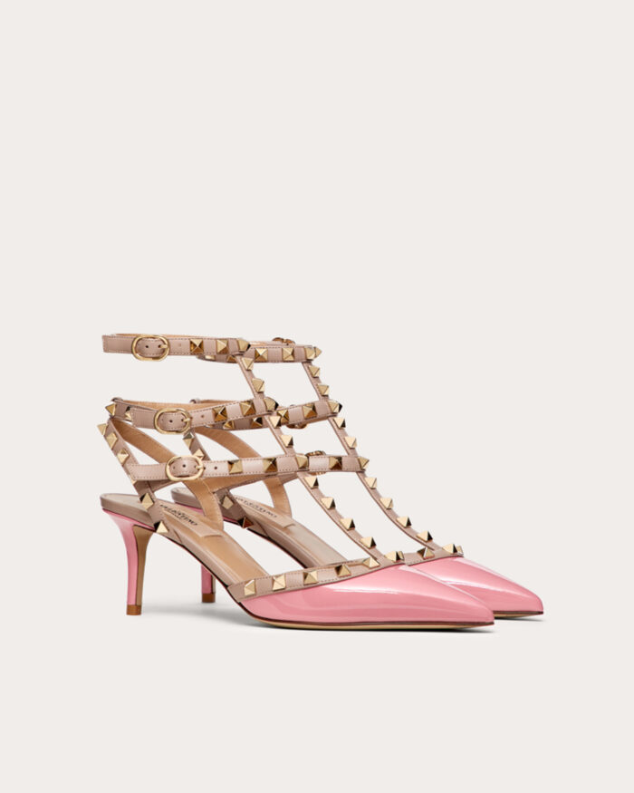 Valentino Garavani Pink Caged Rockstud Heels1