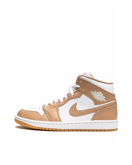 Men's Size 8.5 Nike Air Jordan 1 Mid 'tan Gum' Shoe Hemp White