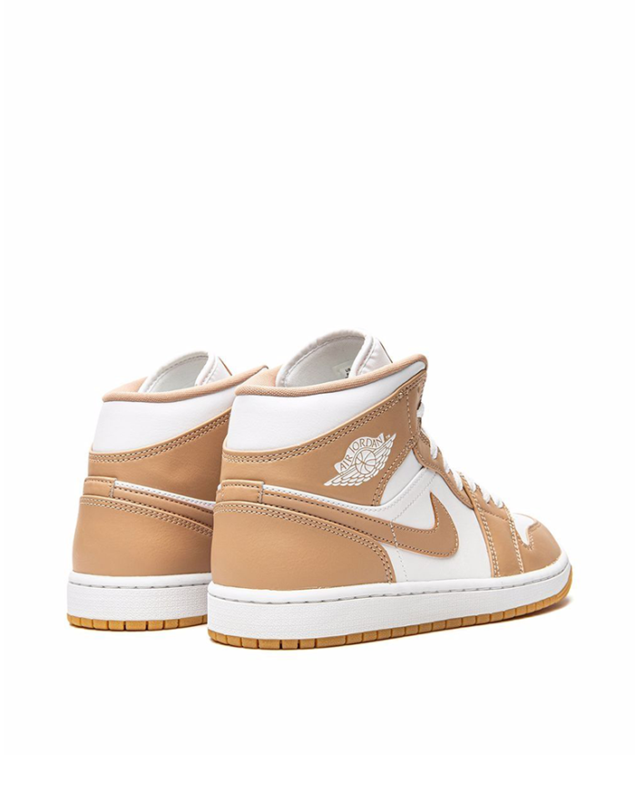 Mens Size 8.5 Nike Air Jordan 1 Mid tan Gum Shoe Hemp White2